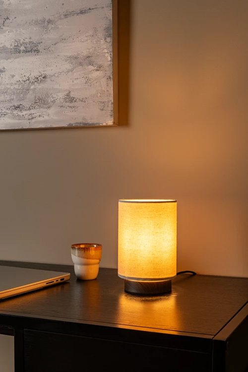 Lucide ALBANE - Table lamp - Ø 12 cm - 1xE14 - Dark Wood look - Essential - atmosphere 1